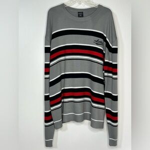 Avirex Long‎ Sleeve Gray Black Red White Men's Knit Pullover Sweater XXL